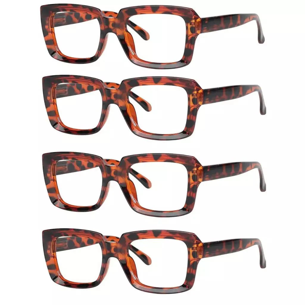 4 Pack Trendy Reading Glasses Thicker Frame Readers R9107