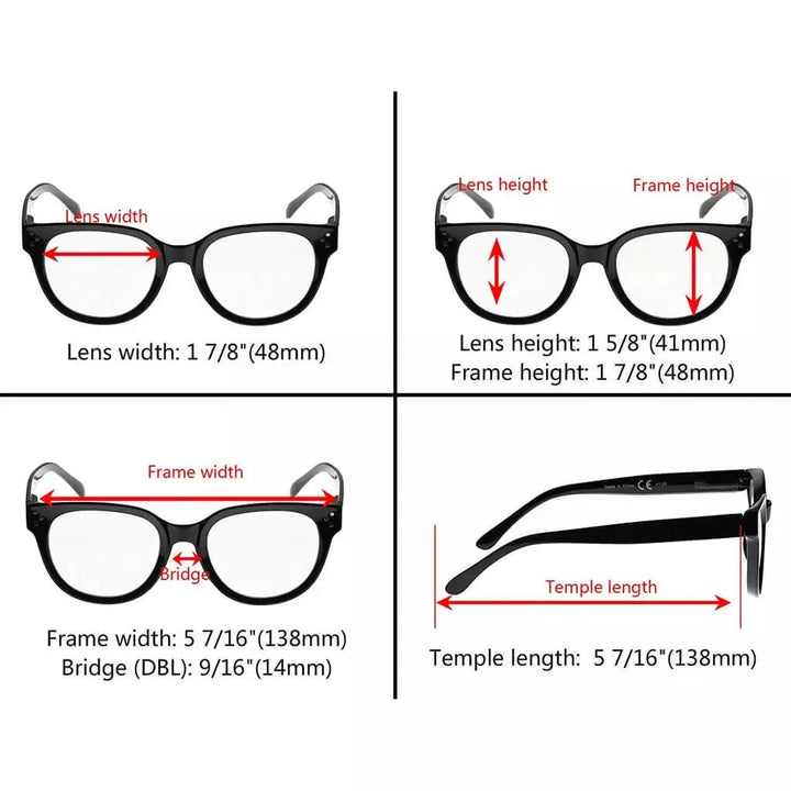 4 Pack Stylish Reading Glasses Thicker Frame Readers R9110