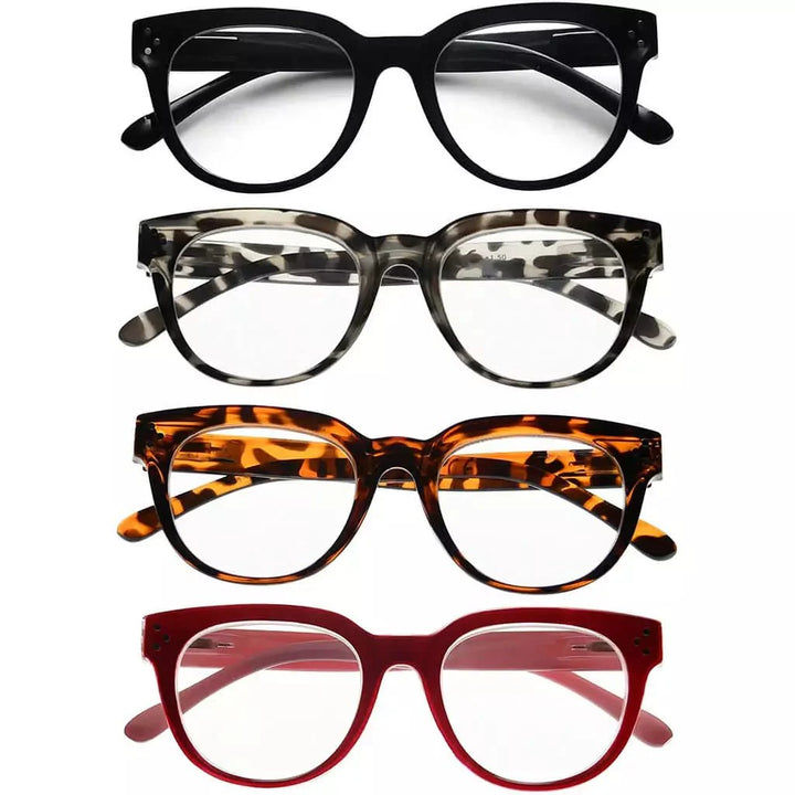 4 Pack Stylish Reading Glasses Thicker Frame Readers R9110