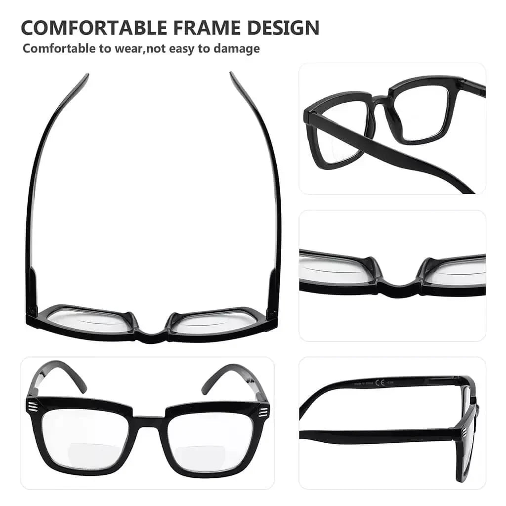 4 Pack Stylish Rectangle Bifocal Reading Glasses BR2109