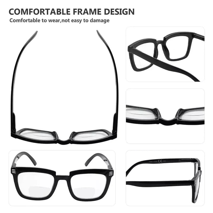 4 Pack Stylish Rectangle Bifocal Reading Glasses BR2109
