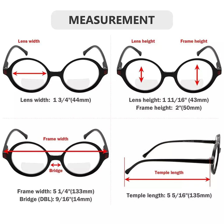 4 Pack Stylish Round Bifocal Reading Glasses BR2025