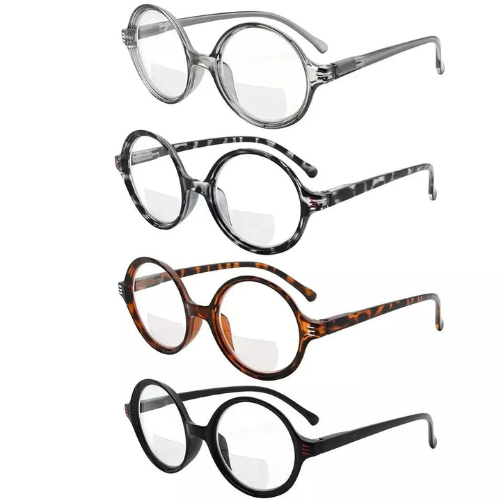 4 Pack Stylish Round Bifocal Reading Glasses BR2025