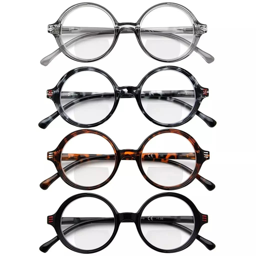 4 Pack Stylish Round Bifocal Reading Glasses BR2025