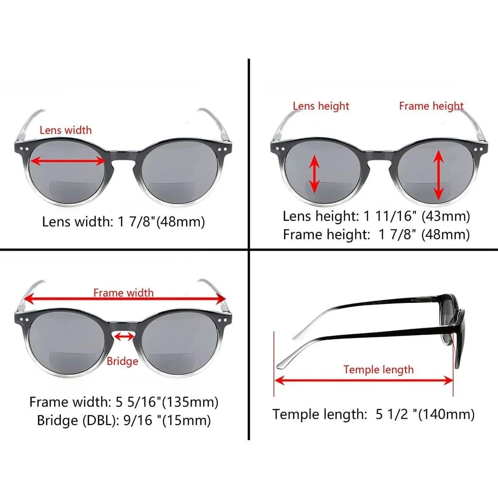 4 Pack Stylish Round Bifocal Reading Sunglasses S005