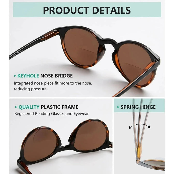 4 Pack Stylish Round Bifocal Reading Sunglasses S005