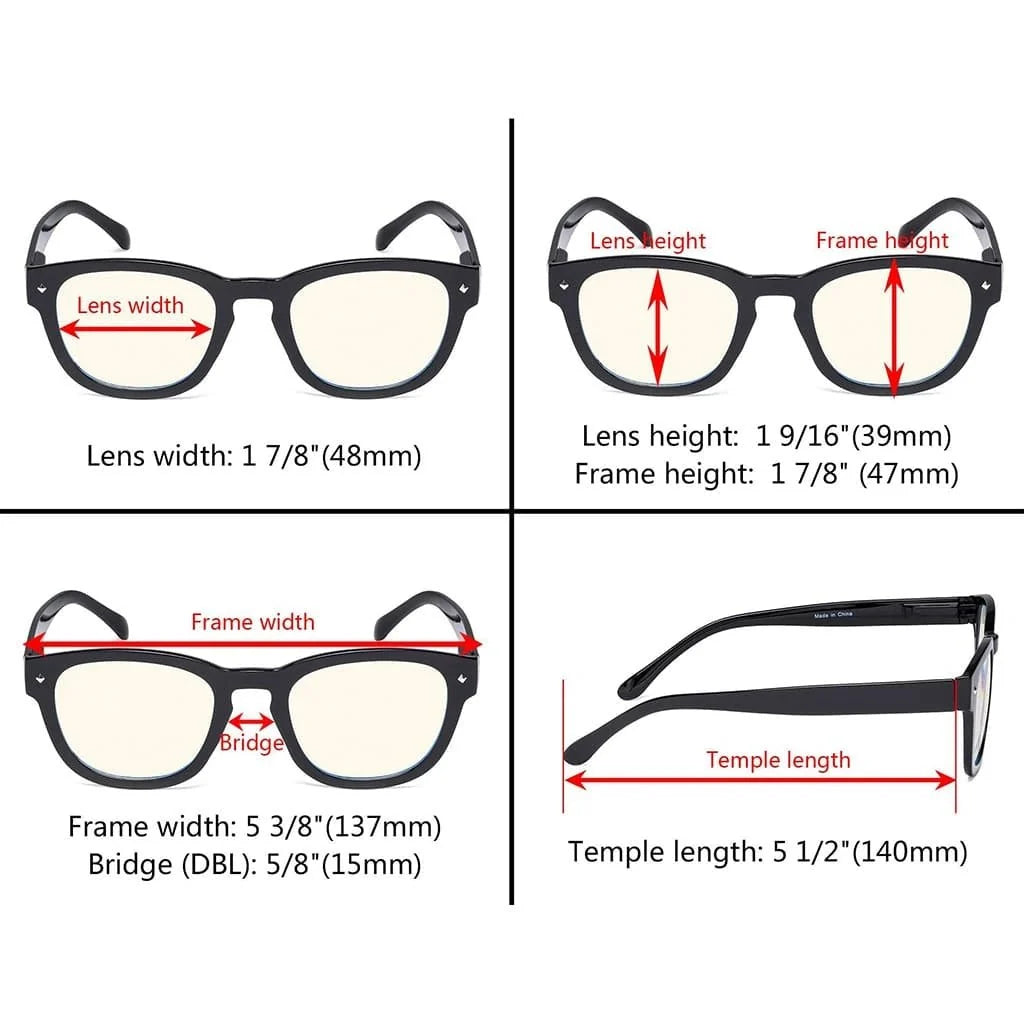 4 Pack Stylish Square Blue Light Filter Readers UVR089