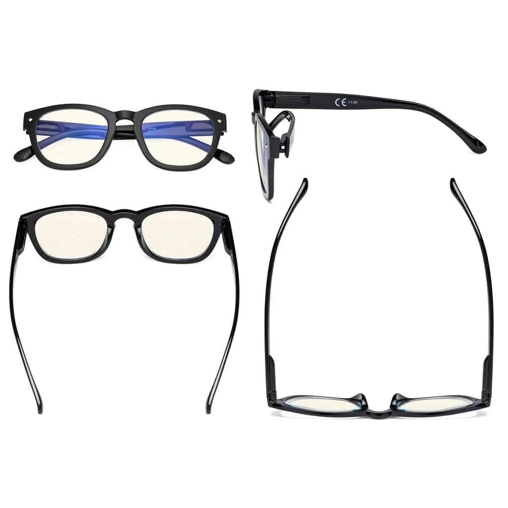 4 Pack Stylish Square Blue Light Filter Readers UVR089