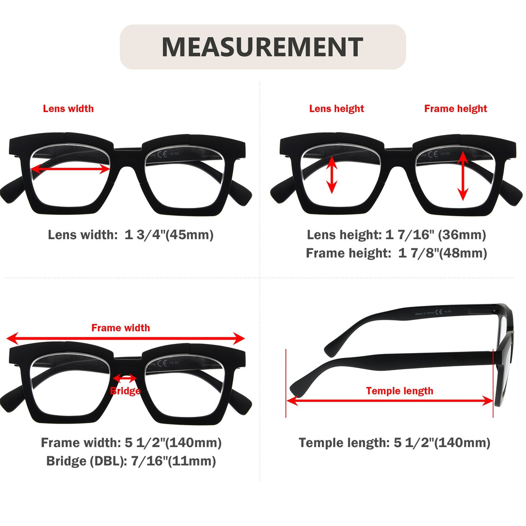 4 Pack Funky Unique Reading Glasses Chic Frosted Readers R2019
