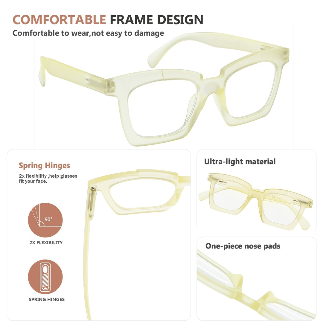 4 Pack Funky Unique Reading Glasses Chic Frosted Readers R2019