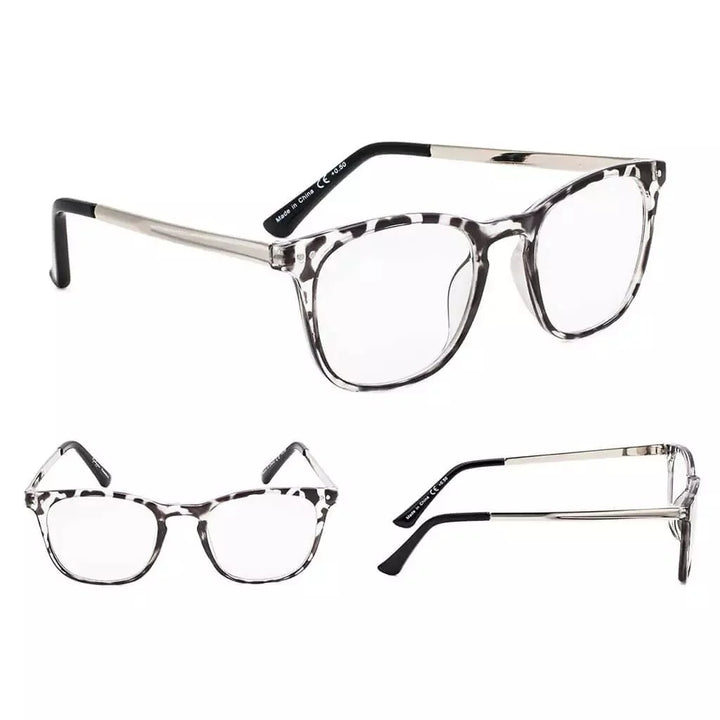4 Pack Stylish Square Reading Glasses Animal Print Readers RJ003