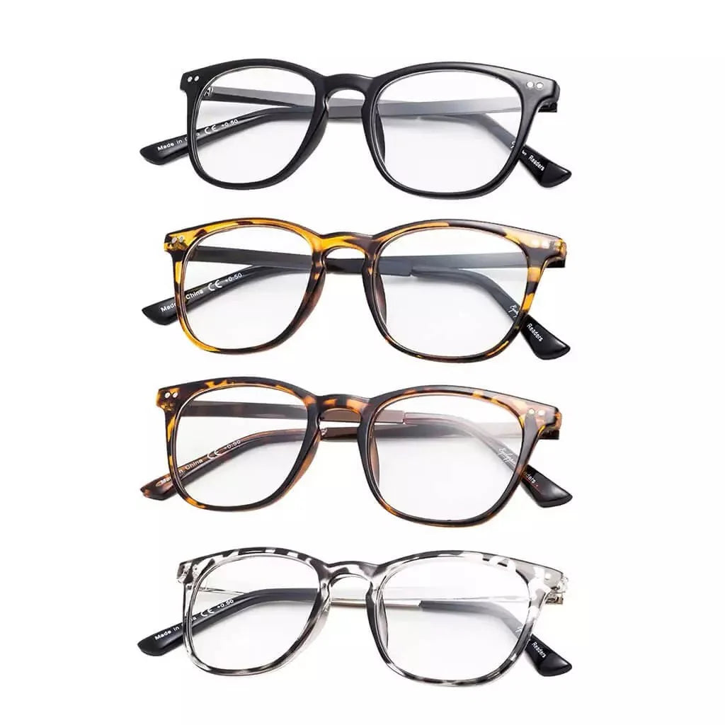 4 Pack Stylish Square Reading Glasses Animal Print Readers RJ003