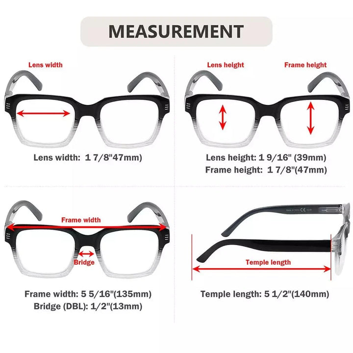 4 Pack Stylish Square Reading Glasses R2024