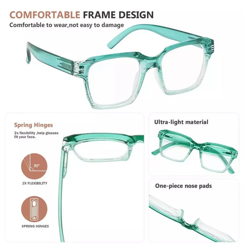 4 Pack Stylish Square Reading Glasses R2024