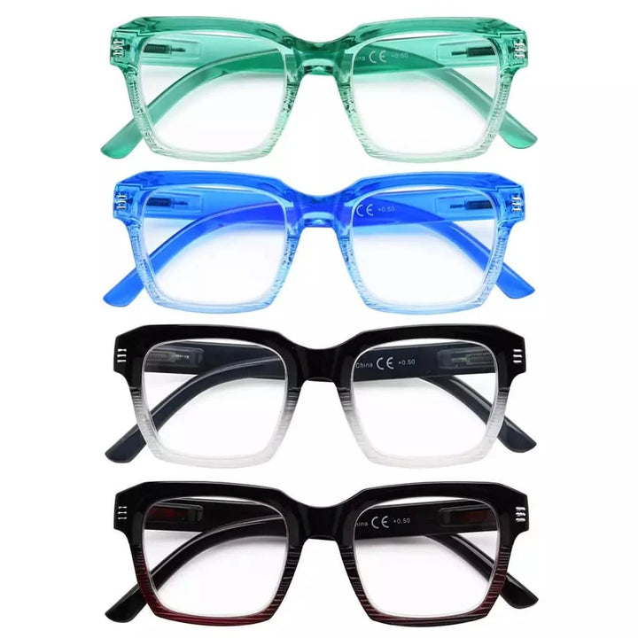 4 Pack Stylish Square Reading Glasses R2024