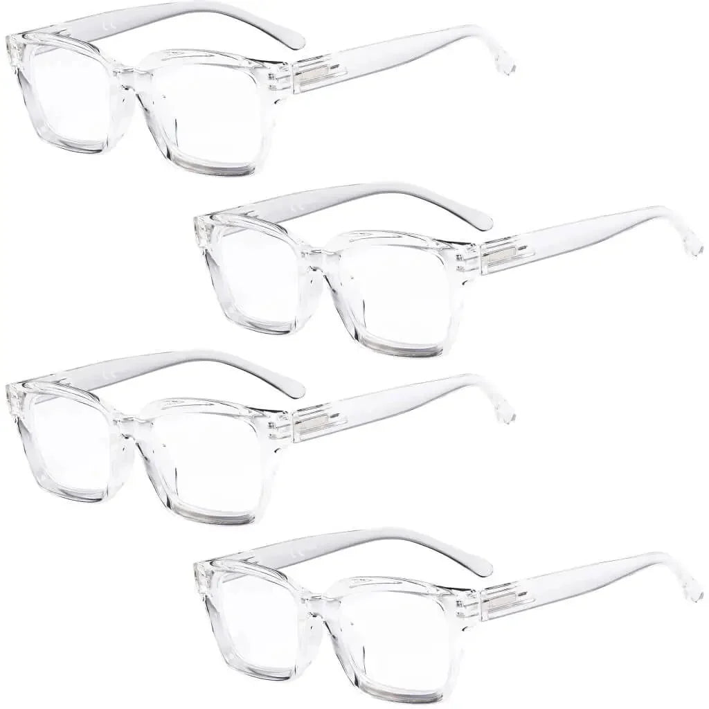4 Pack Stylish Square Reading Glasses Thicker Frame Readers R9106-A