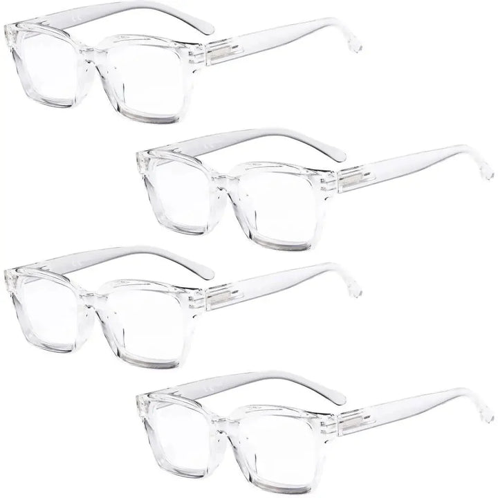 4 Pack Stylish Square Reading Glasses Thicker Frame Readers R9106-A