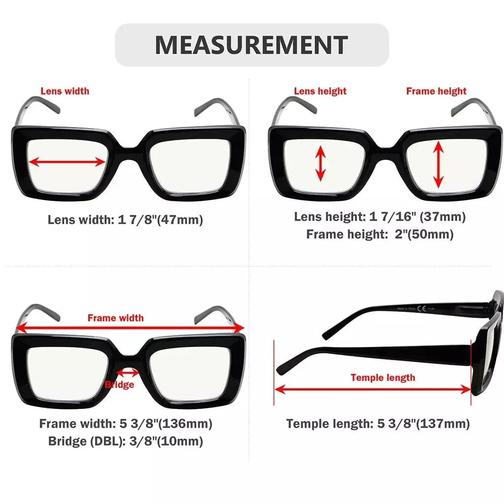 4 Pack Stylish Thicker Frame Multifocus Reading Glasses M2101
