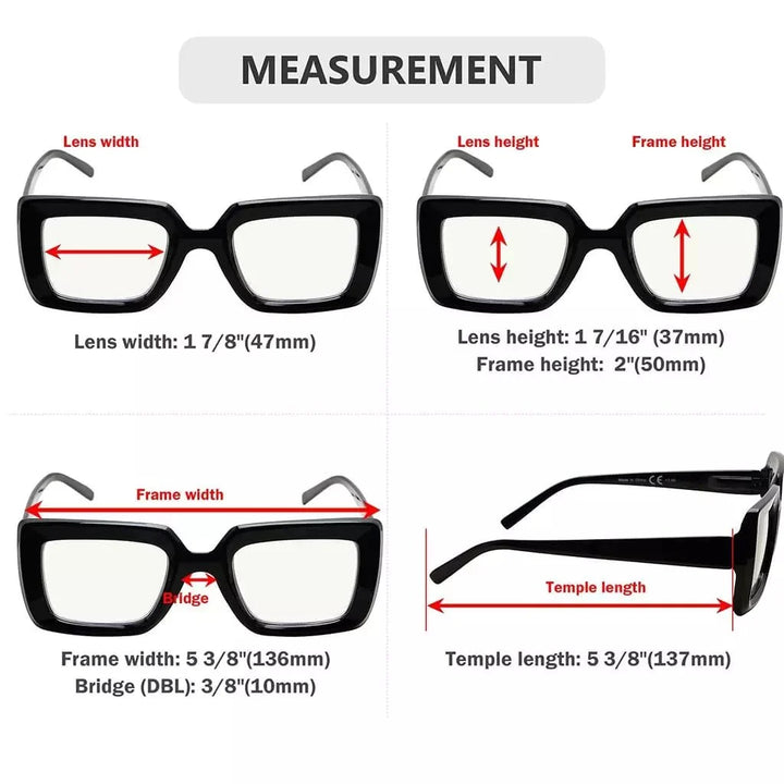 4 Pack Stylish Thicker Frame Multifocus Reading Glasses M2101
