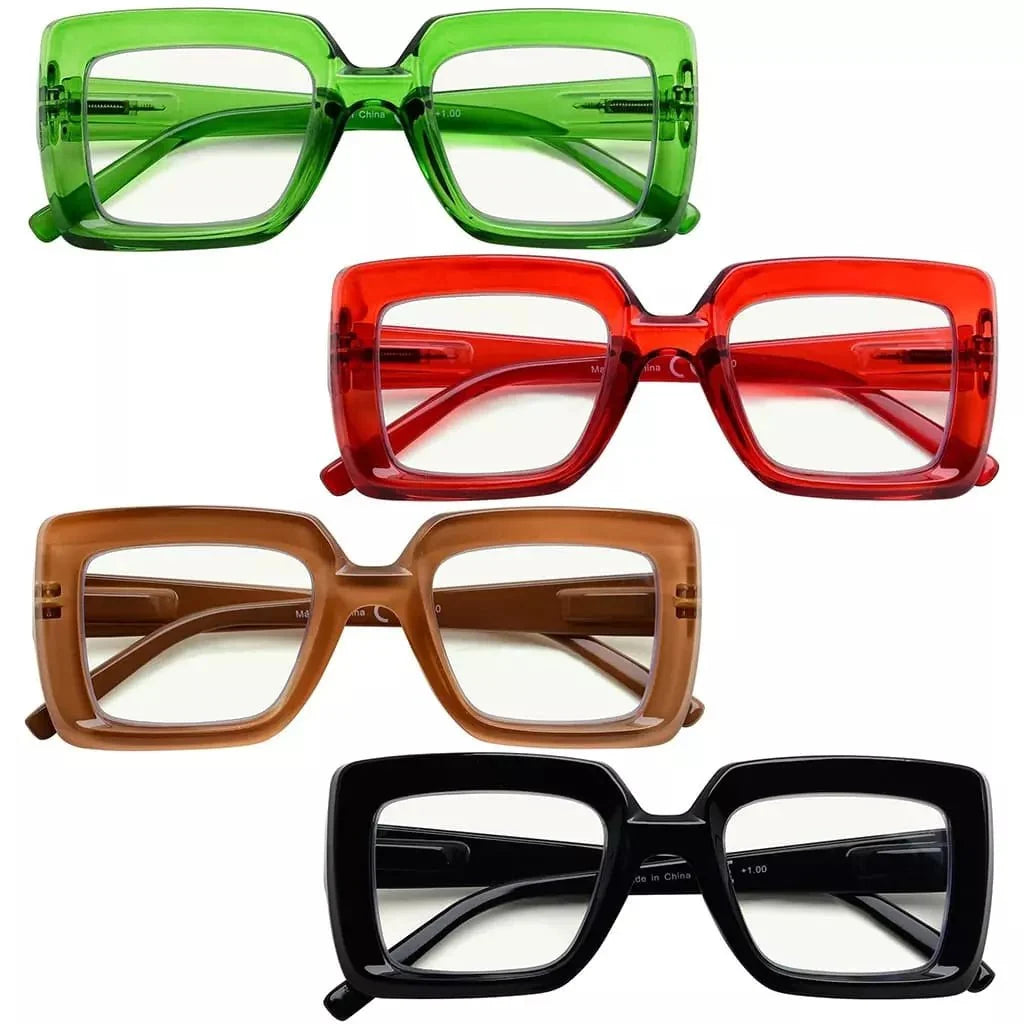 4 Pack Stylish Thicker Frame Multifocus Reading Glasses M2101