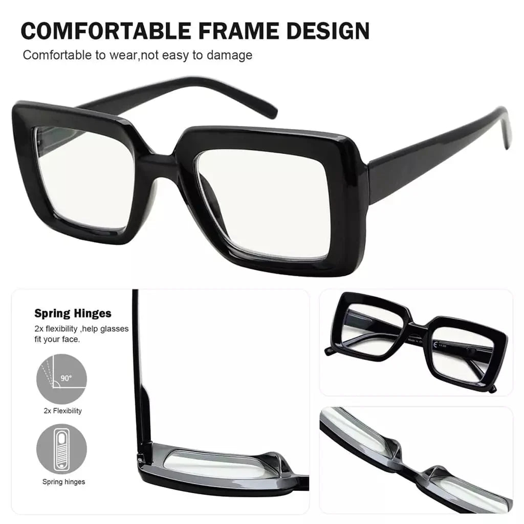 4 Pack Stylish Thicker Frame Multifocus Reading Glasses M2101