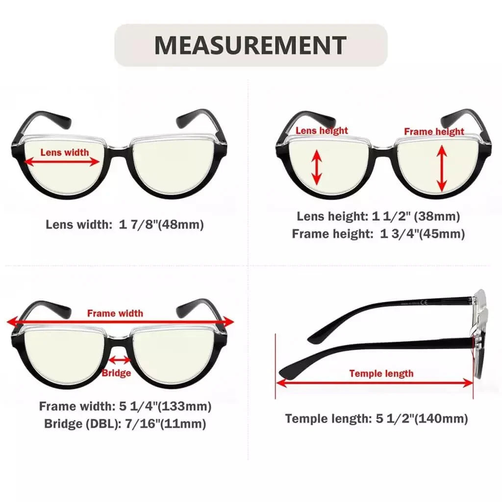 4 Pack Thicker Frame Blue Light Filter Reading Glasses UV2006