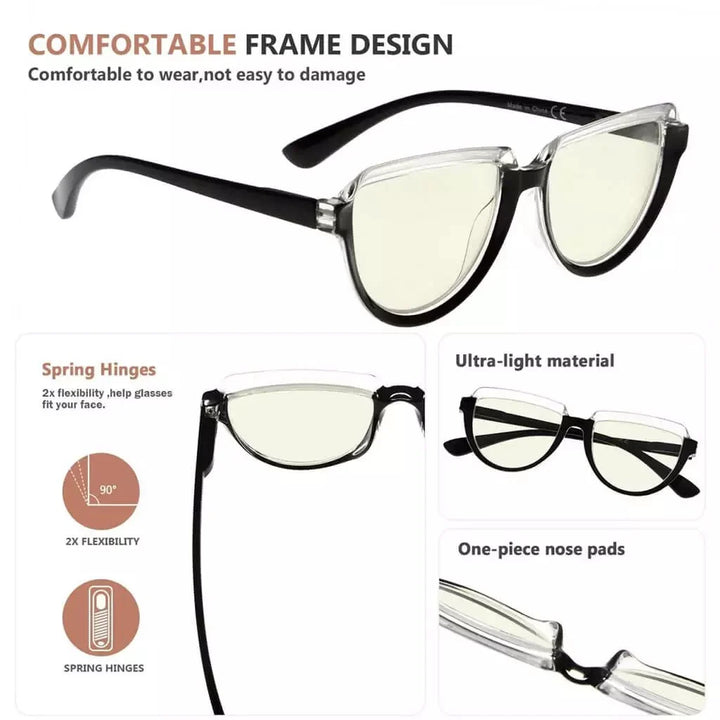 4 Pack Thicker Frame Blue Light Filter Reading Glasses UV2006