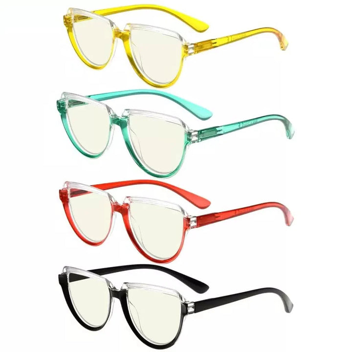 4 Pack Thicker Frame Blue Light Filter Reading Glasses UV2006