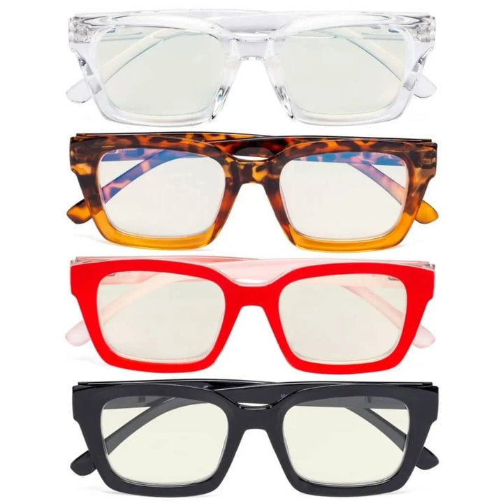 4 Pack Thicker Frame Blue Light Filter Reading Glasses UVR9106