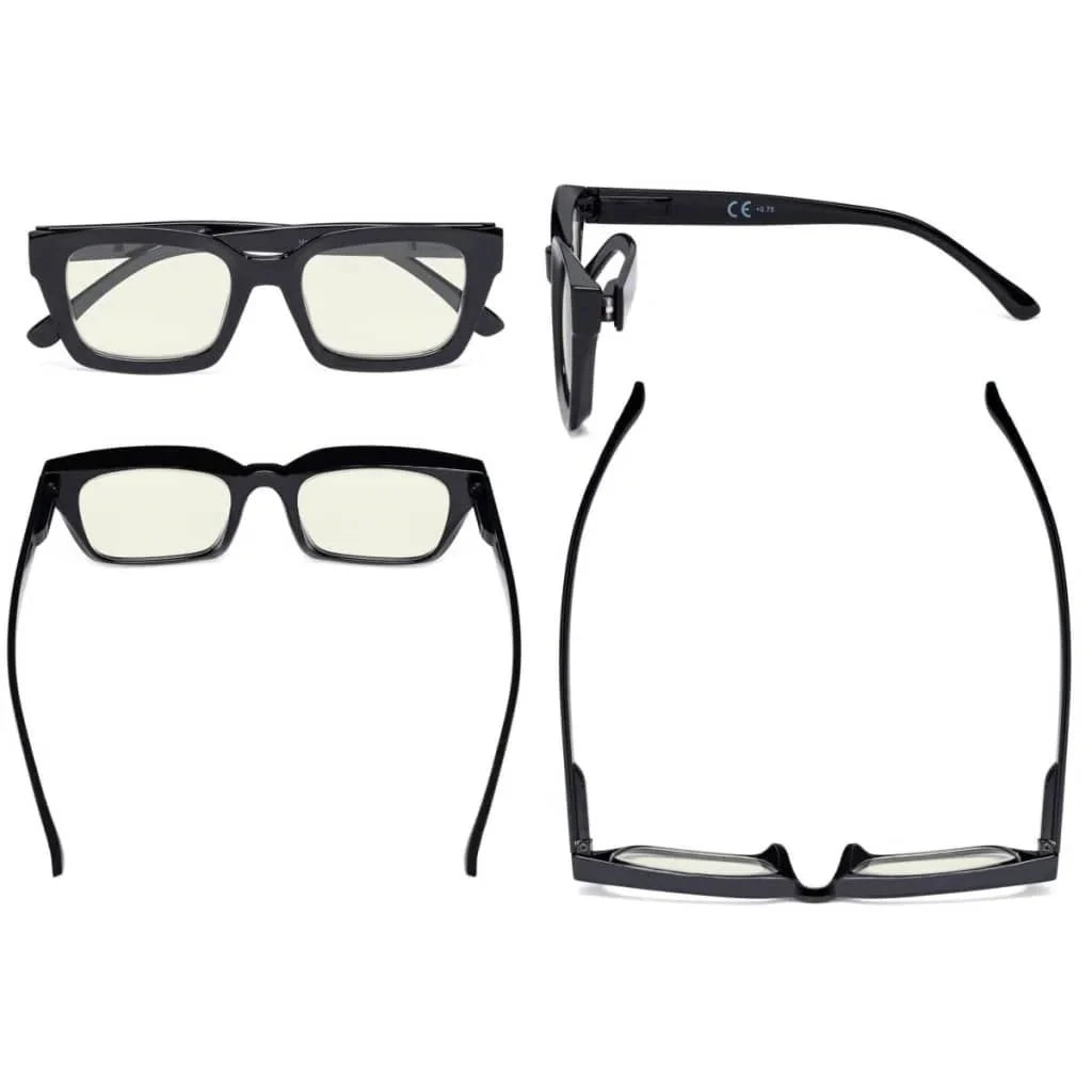 4 Pack Thicker Frame Blue Light Filter Reading Glasses UVR9106