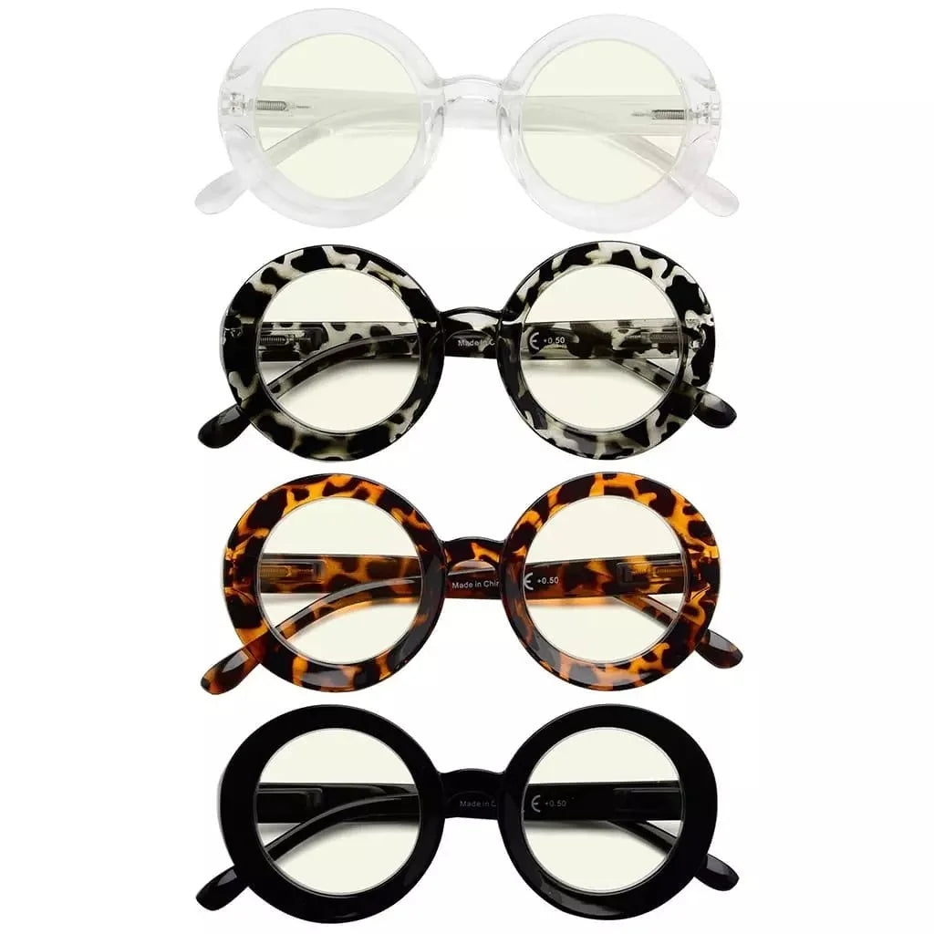 4 Pack Thicker Frame Blue Light Filter Reading Glasses UVR9109
