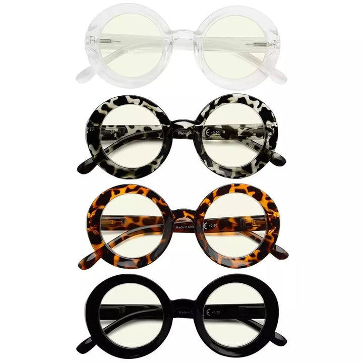 4 Pack Thicker Frame Blue Light Filter Reading Glasses UVR9109