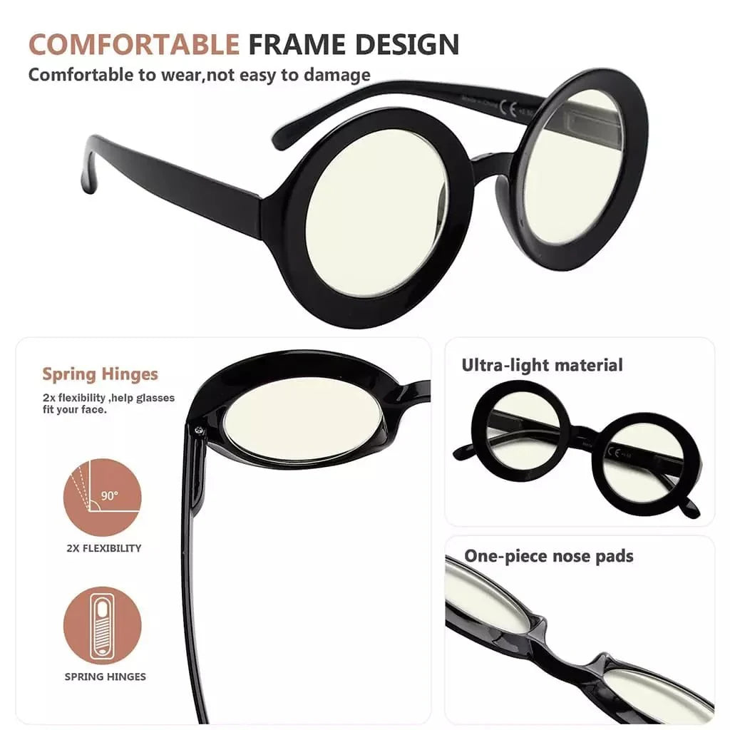 4 Pack Thicker Frame Blue Light Filter Reading Glasses UVR9109