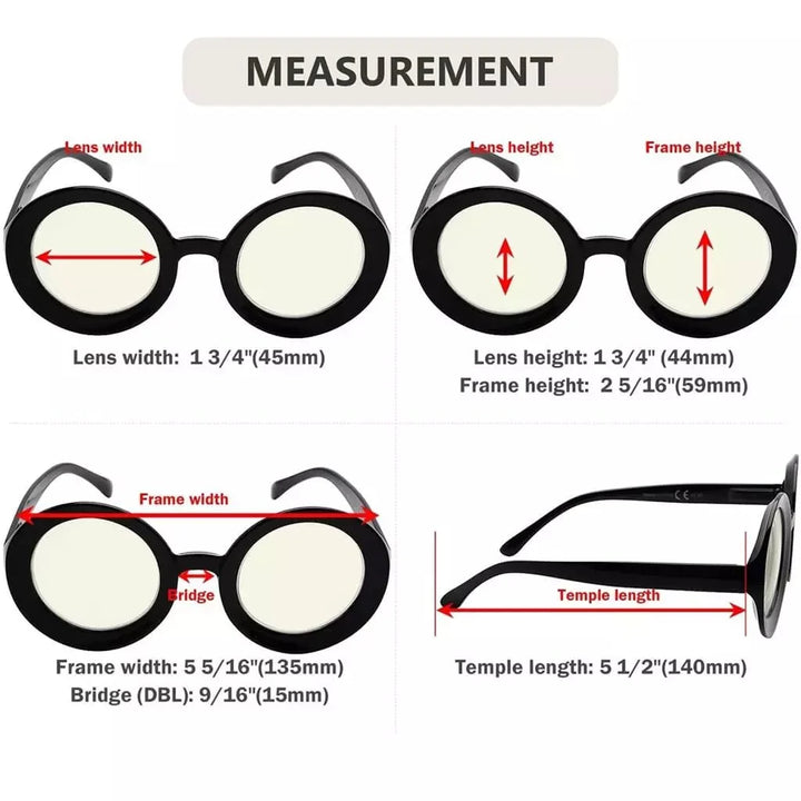 4 Pack Thicker Frame Blue Light Filter Reading Glasses UVR9109