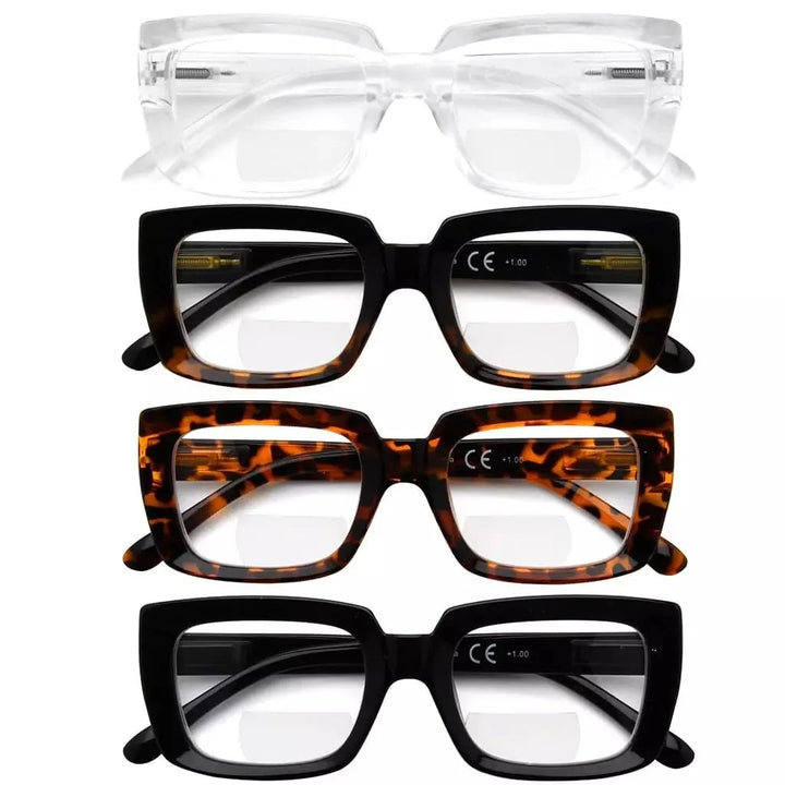 4 Pack Thicker Frame Design Bifocal Reading Glasses BR9107