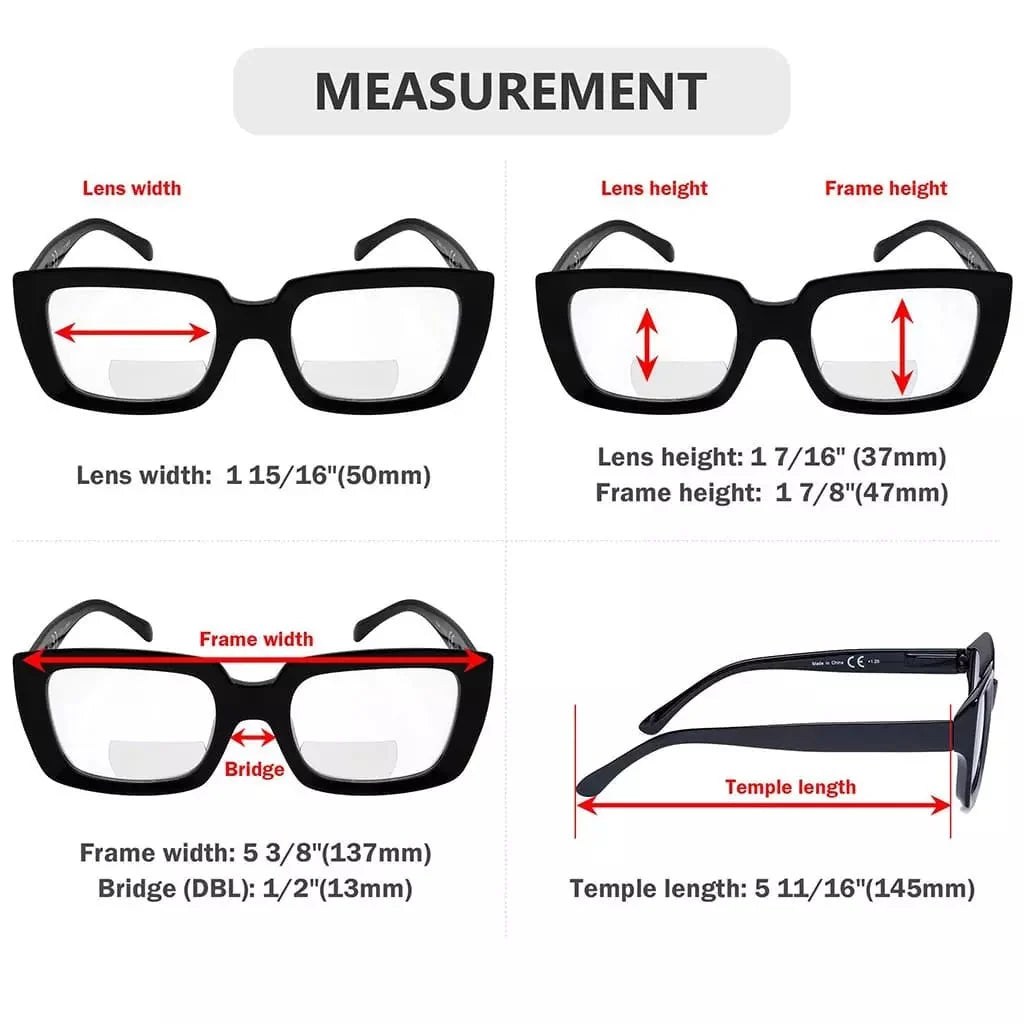 4 Pack Thicker Frame Design Bifocal Reading Glasses BR9107