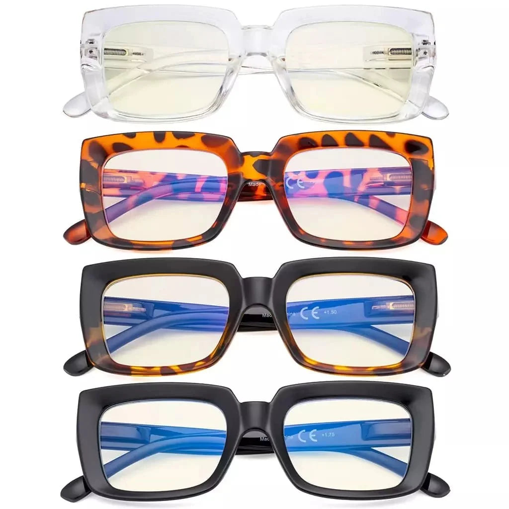 4 Pack Thicker Frame Design Blue Light Filter Reading Glasses UVR9107