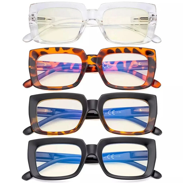 4 Pack Thicker Frame Design Blue Light Filter Reading Glasses UVR9107