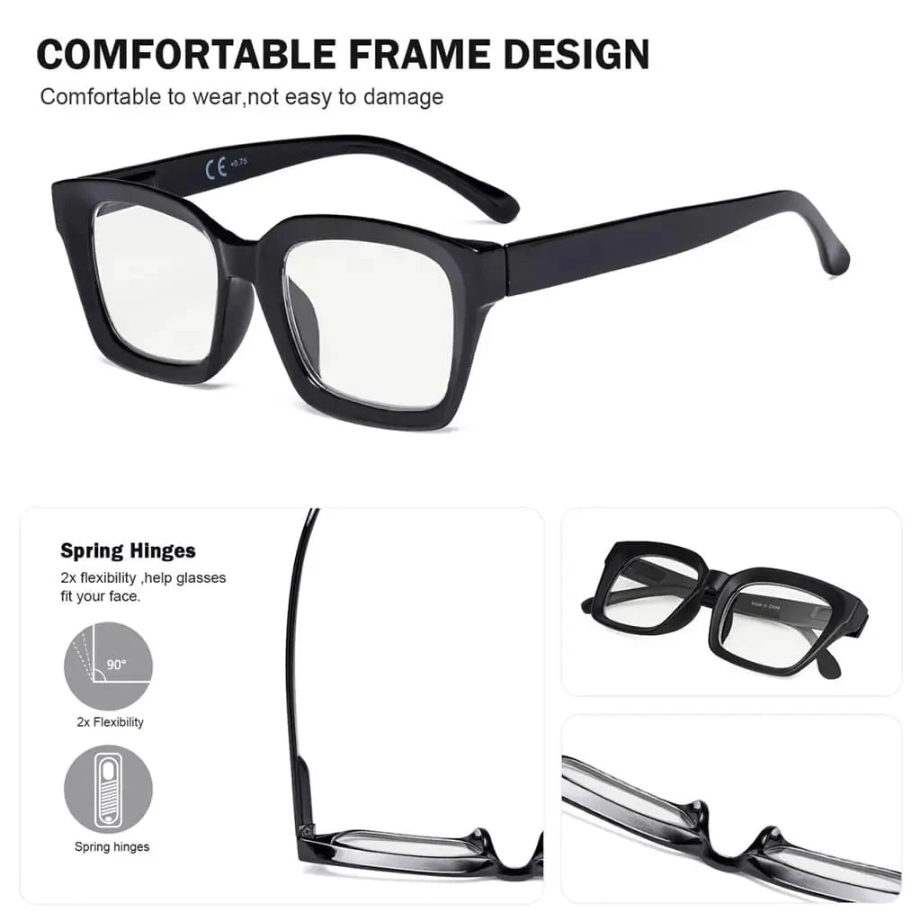 4 Pack Thicker Frame Progressive Multifocus Readers M9106