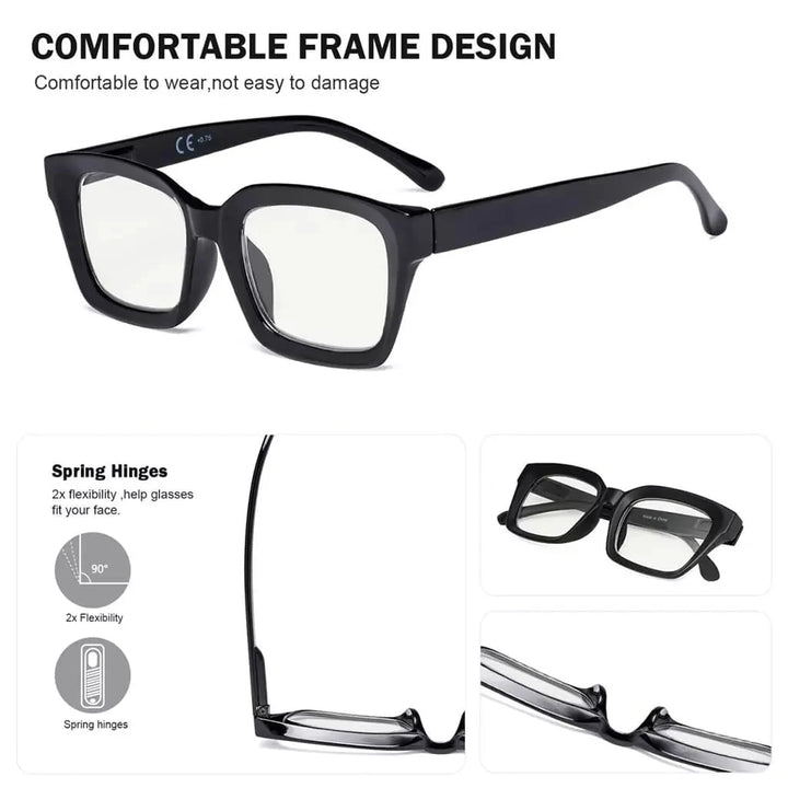 4 Pack Thicker Frame Progressive Multifocus Readers M9106