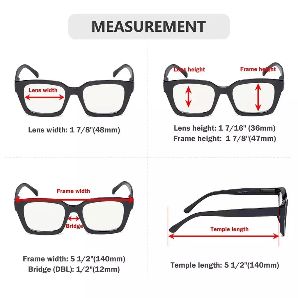 4 Pack Thicker Frame Progressive Multifocus Readers M9106