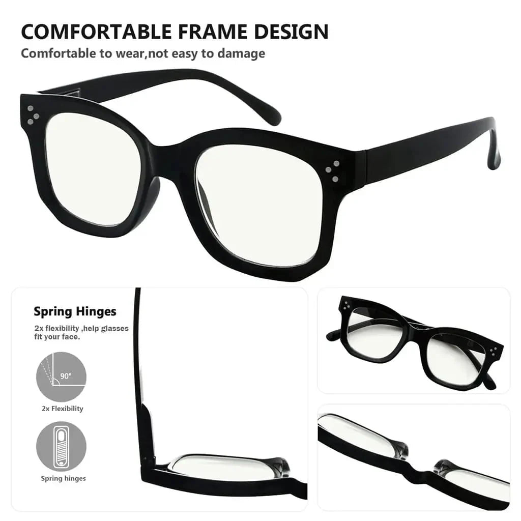 4 Pack Thicker Frame Progressive Multifocus Reading Glasses M2002