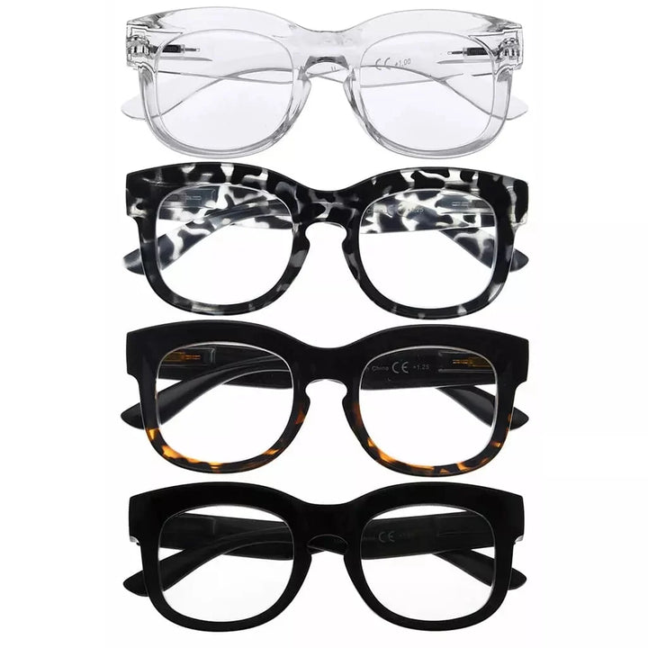 4 Pack Thicker Frame Reading Glasses Chic Eyeglasses R2013