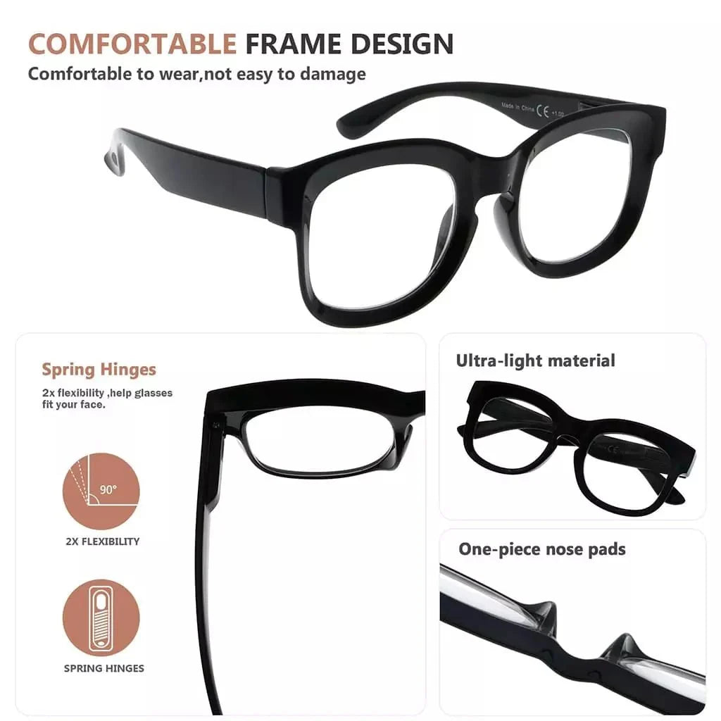 4 Pack Thicker Frame Reading Glasses Chic Eyeglasses R2013