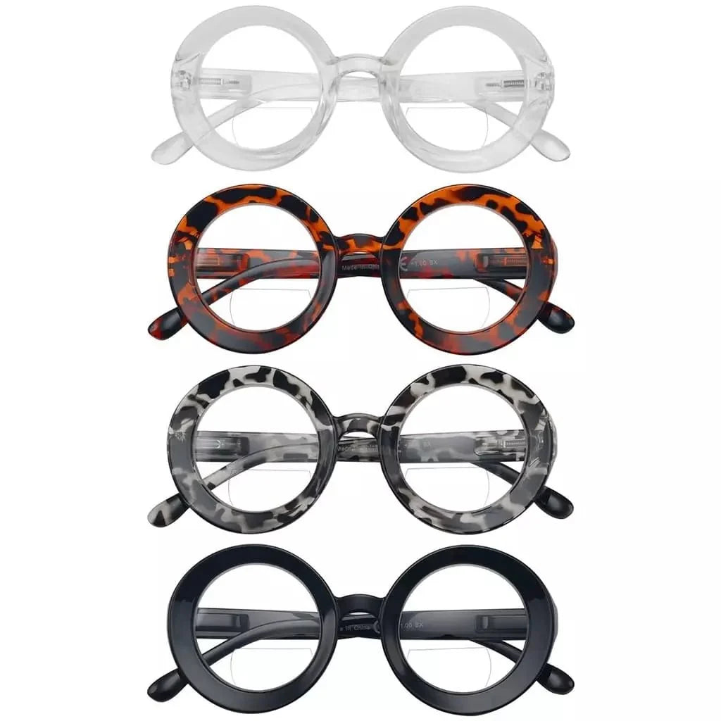 4 Pack Thicker Frame Round Bifocal Reading Glasses SG9109TMP