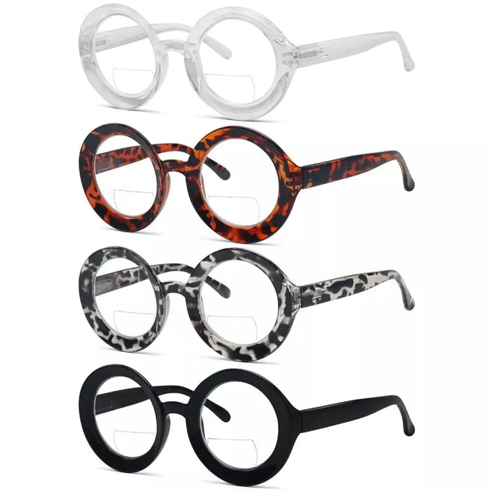4 Pack Thicker Frame Round Bifocal Reading Glasses SG9109TMP