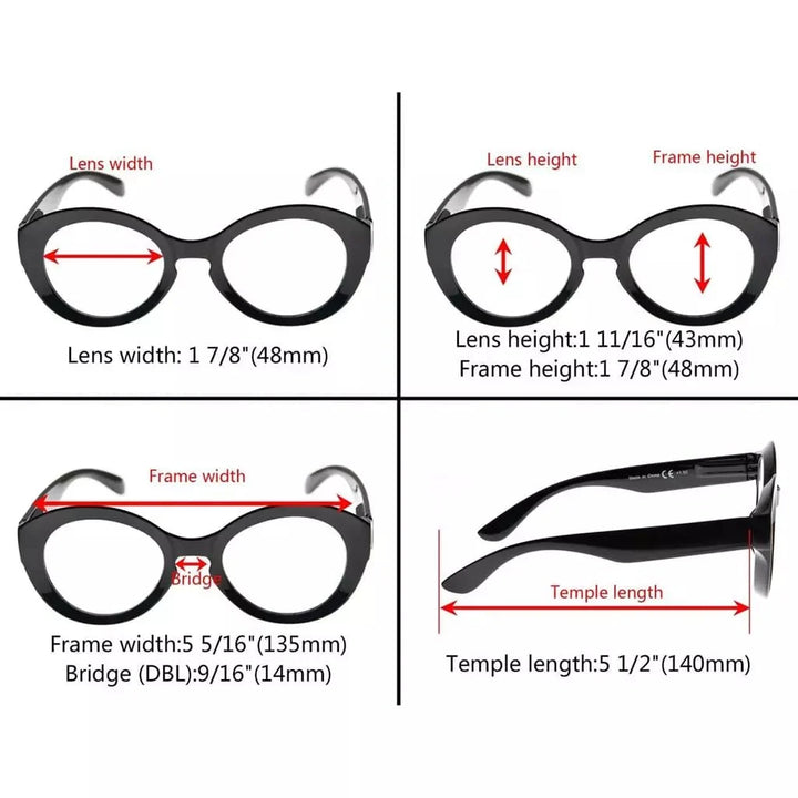 4 Pack Thicker Frame Round Reading Glasses R2004