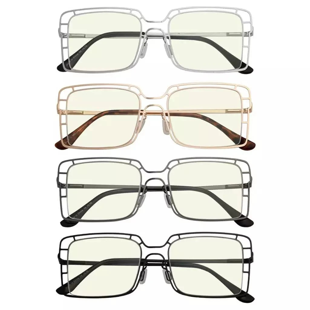 4 Pack Thin Metal Hollow Blue Light Filter Readers UV2301