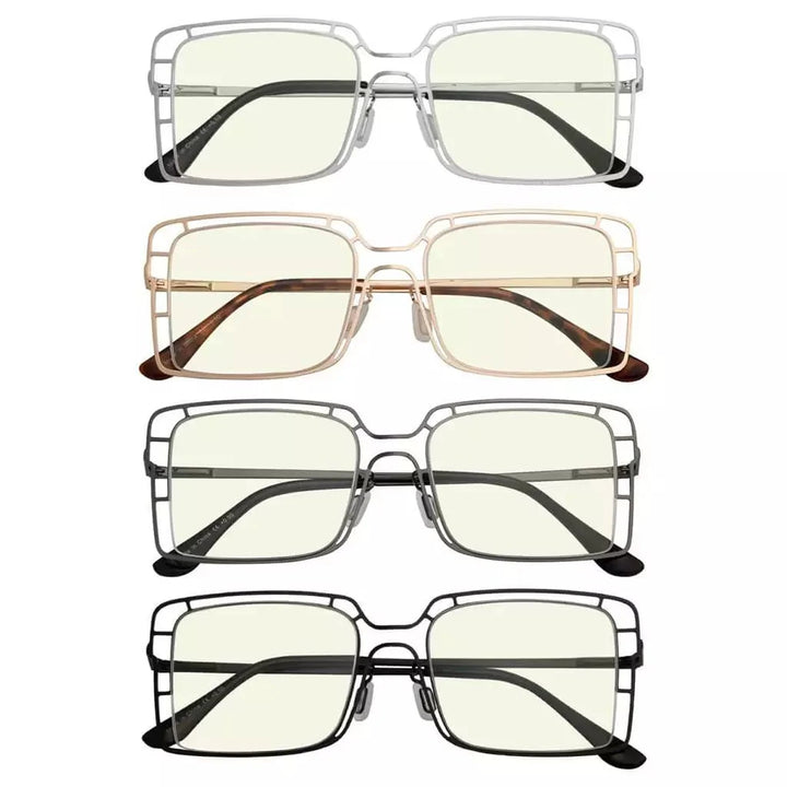 4 Pack Thin Metal Hollow Blue Light Filter Readers UV2301