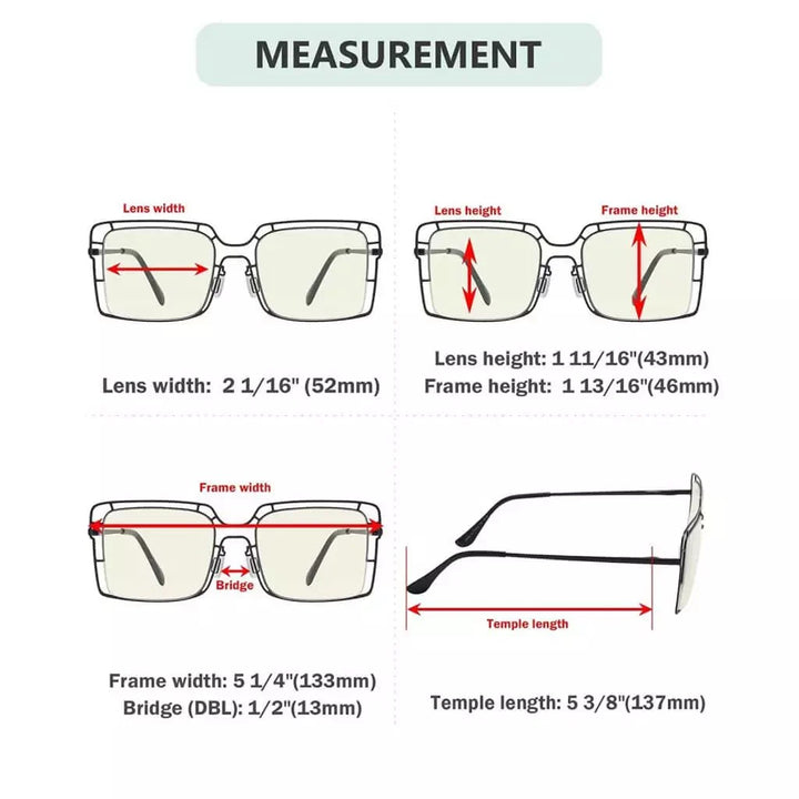 4 Pack Thin Metal Hollow Blue Light Filter Readers UV2301